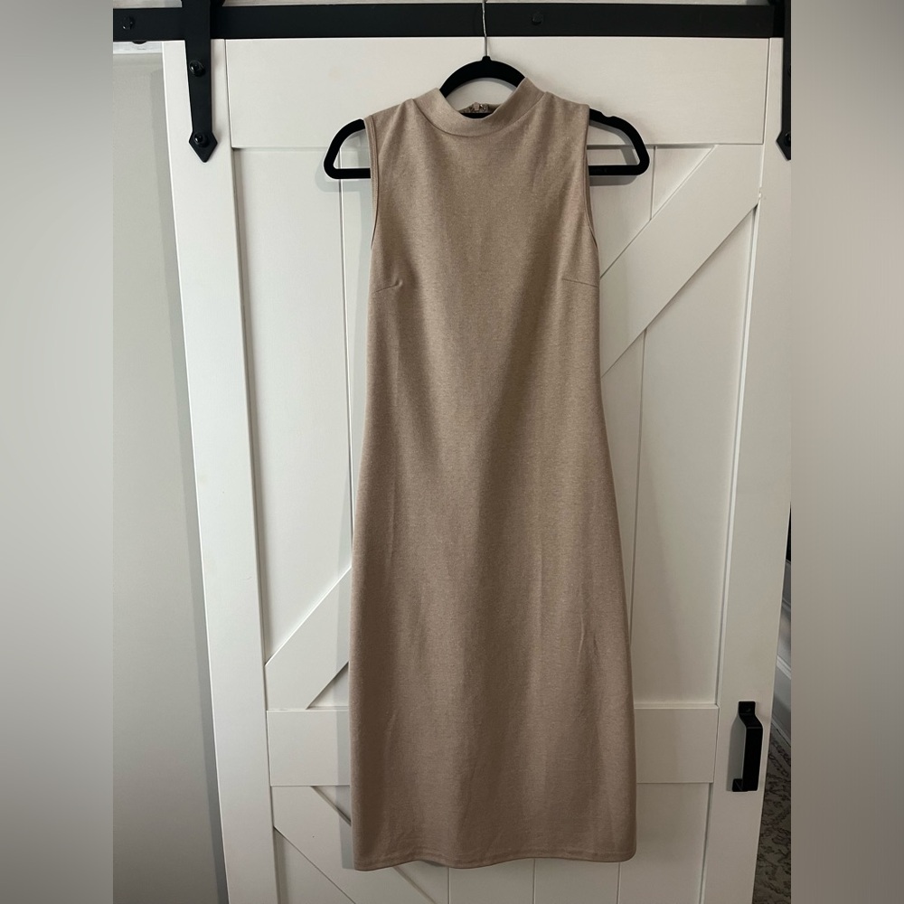 beige midi dress with slit size M